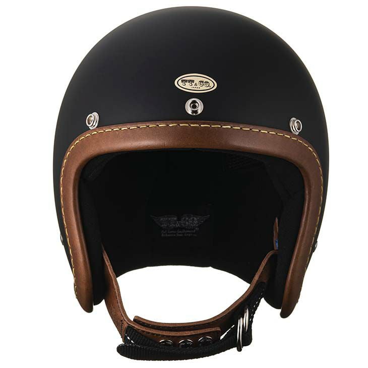 tt05j tt&co DOT認証ジェットヘル黒希少赤革リム スーパーマグナム TT&CO. スーパーマグナム レザーリムショット ブラウンレザー マット