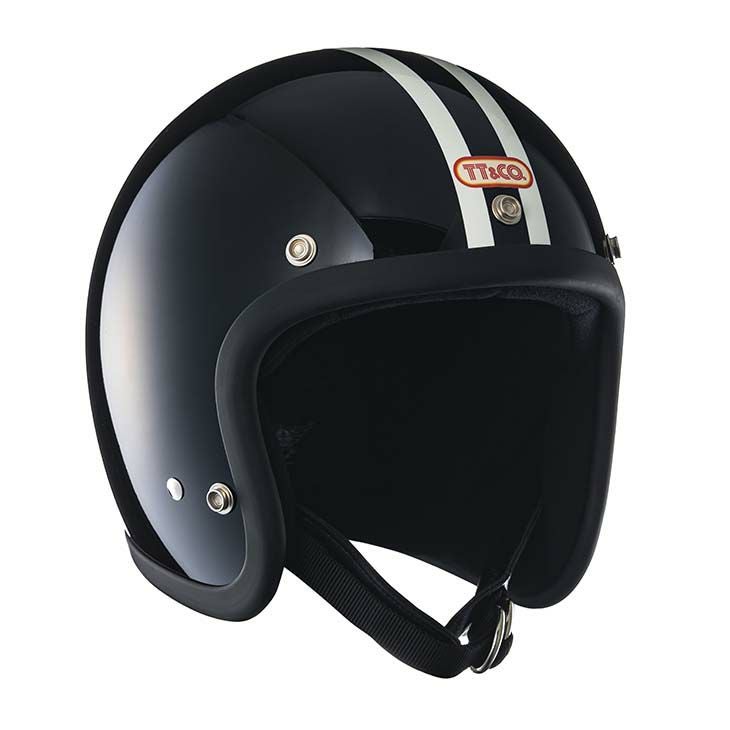 TT&CO. スーパーマグナム 2ラインズ ブラック スモールジェットヘルメット