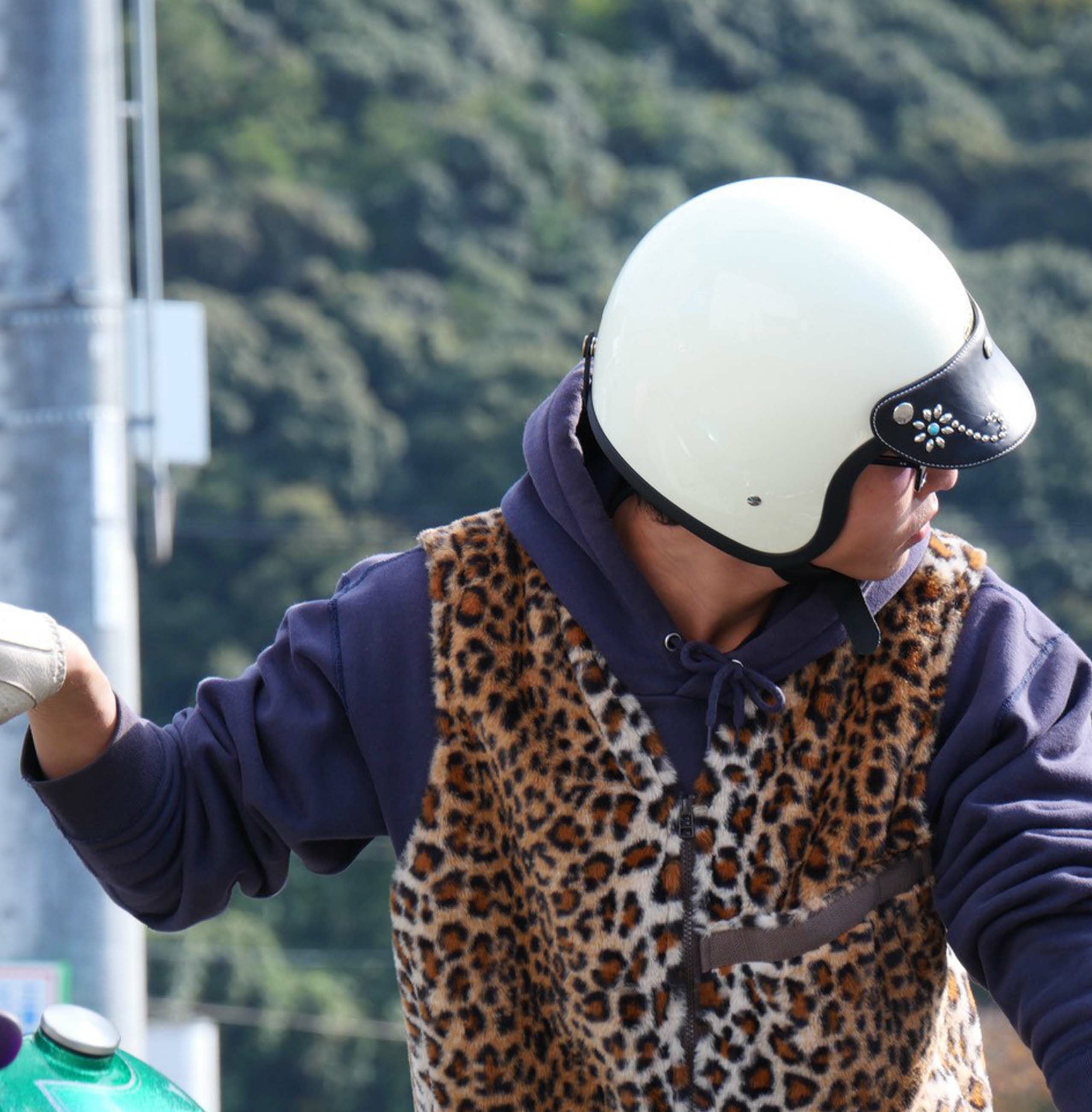 TT&CO.ヘルメット専用】any motorcycleレザーバイザー（ターコイズ